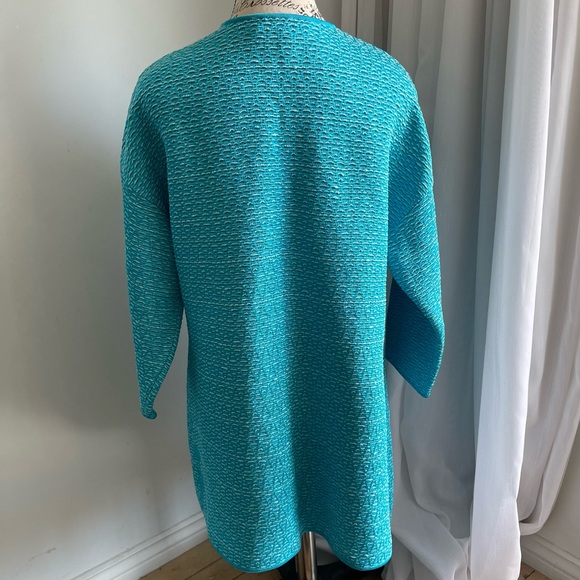 St. John Turquoise Knit Open Front Cardigan - Picture 6 of 7